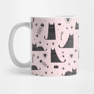 Black And Pink Cute Cat Pattern Mug